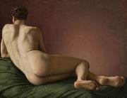 Aleksander Lesser Male Nude Lying. USA oil painting artist